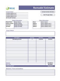 remodel estimate template new zealand