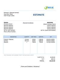 simple estimate template nz
