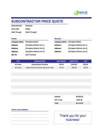 subcontractor quote template new zealand subcontractor quote template new zealand