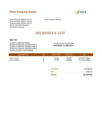editable printable tax invoice template nz