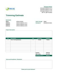 trimming estimate template new zealand