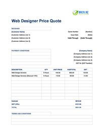 web designer quote template new zealand web designer quote template new zealand