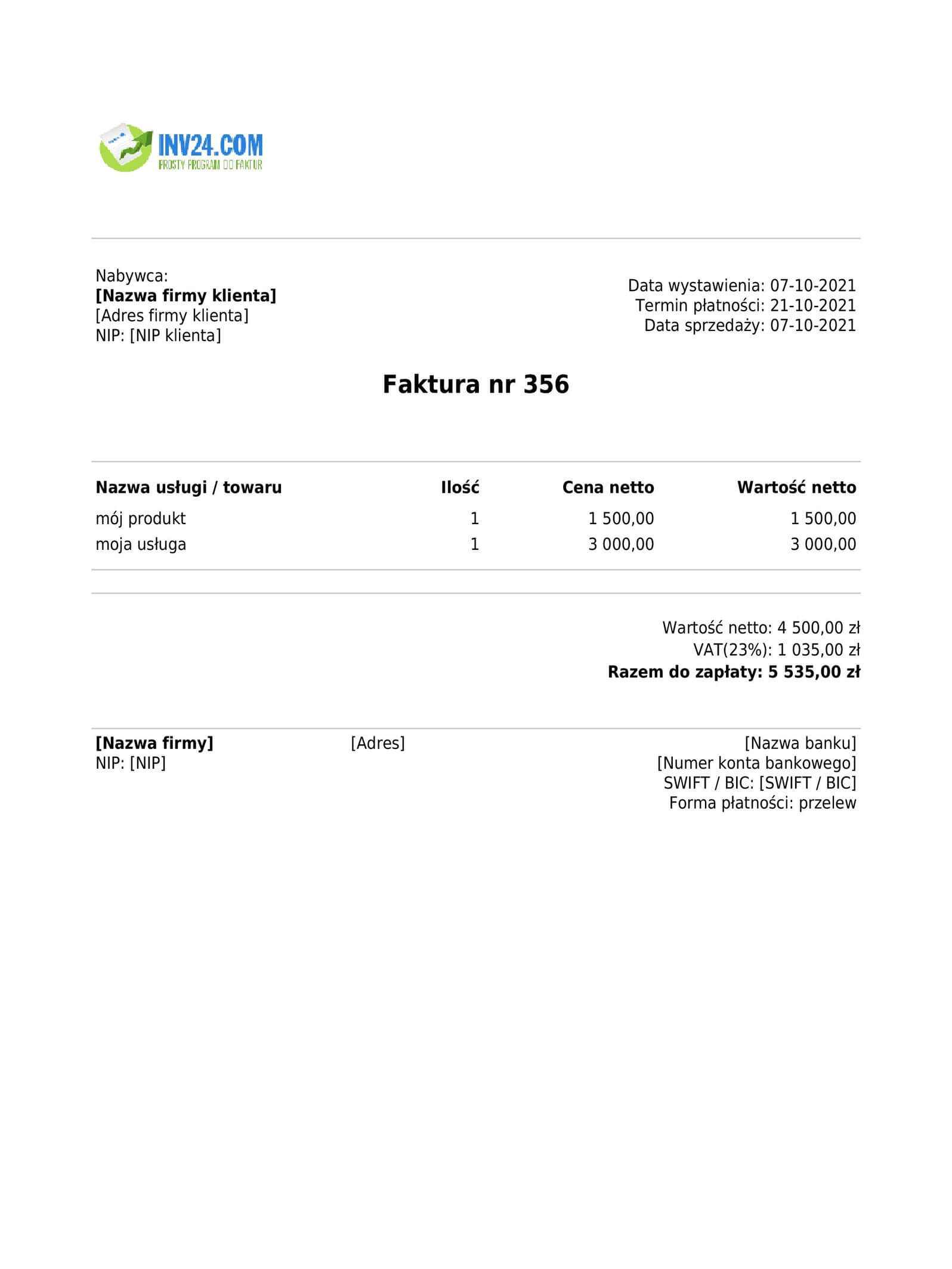 Darmowy generator faktur pdf fakturowanie online