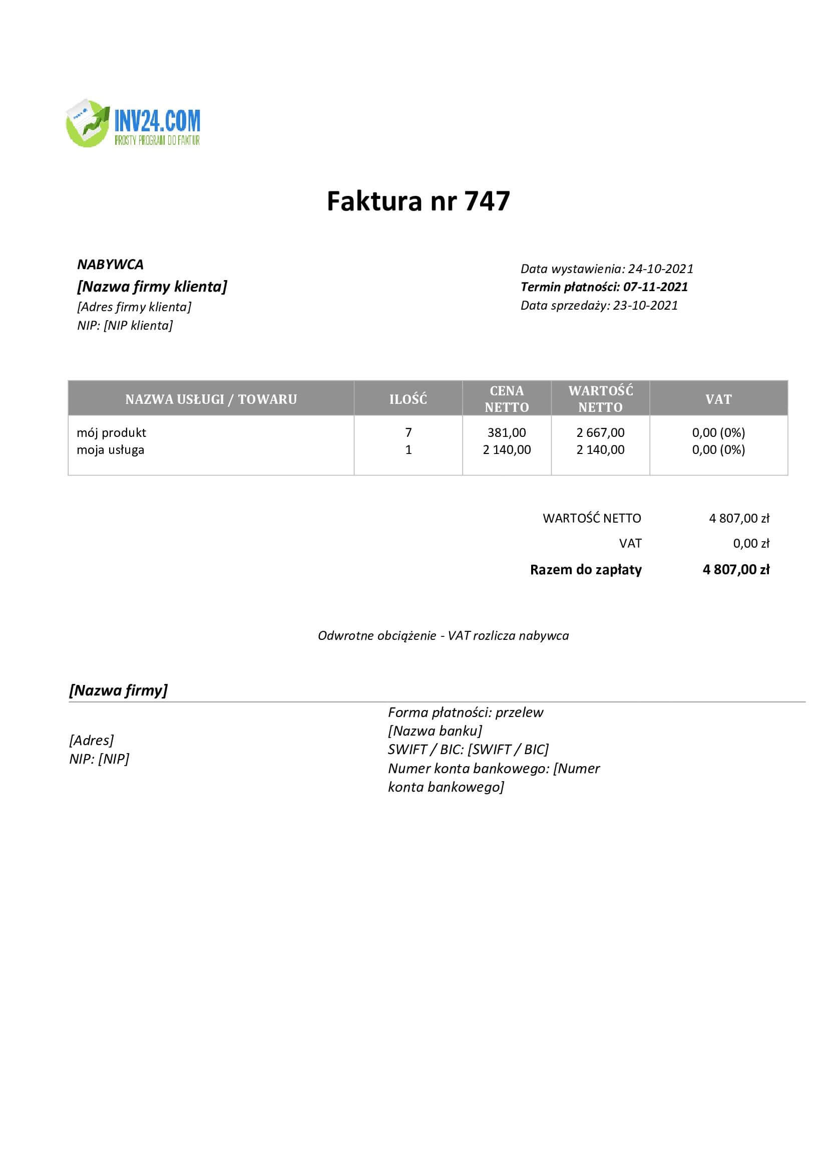 faktura za usługi budowlane wzór (Word / Google Docs) faktura za usługi budowlane wzór (Word / Google Docs)
