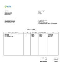 faktura z rabatem wzór Excel / Google Sheets