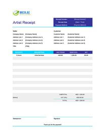 artist receipt template uae
