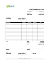 auto parts receipt template uae