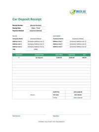 car deposit receipt template uae