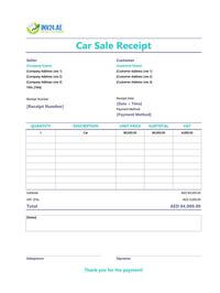 car sale receipt template uae