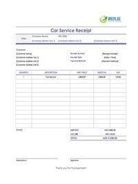 car service receipt template uae