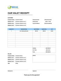 car valet receipt template uae