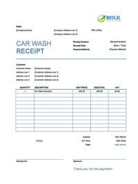 car wash receipt template uae