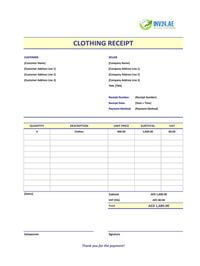 clothing receipt template uae