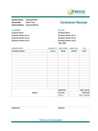 contractor receipt template uae