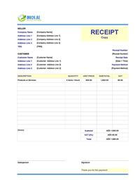 copy of receipt template uae