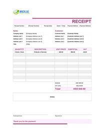 cute receipt template uae
