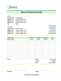 daycare payment receipt template uae