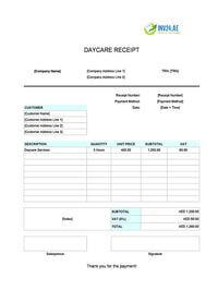 daycare receipt template uae
