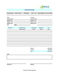 dental receipt template uae