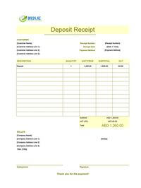 deposit receipt template uae