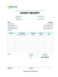 event receipt template uae