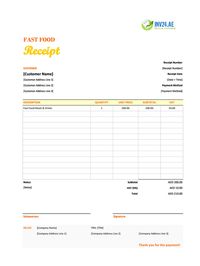 fast food receipt template uae