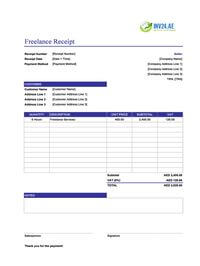 freelance receipt template uae