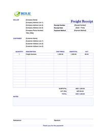 freight receipt template uae