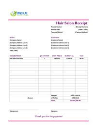 hair salon receipt template uae