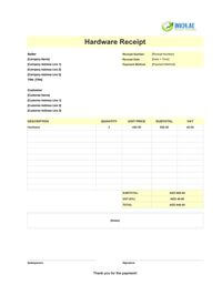 hardware receipt template uae