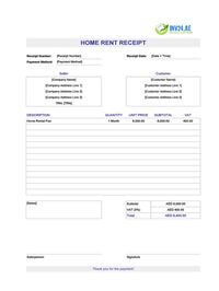 home rent receipt template uae