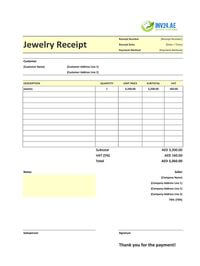 jewelry receipt template uae