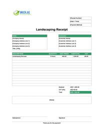 landscaping receipt template uae