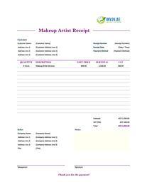 makeup artist receipt template uae