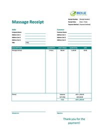 massage receipt template uae