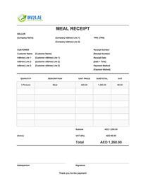 meal receipt template uae