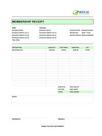 membership receipt template uae
