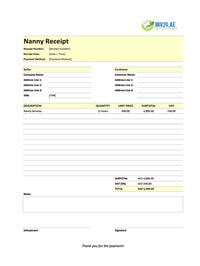 nanny receipt template uae