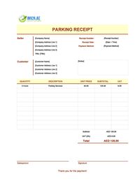 parking receipt template uae