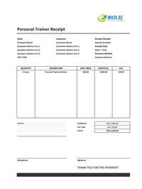 personal trainer receipt template uae
