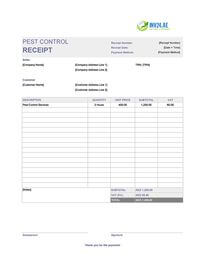 pest control receipt template uae