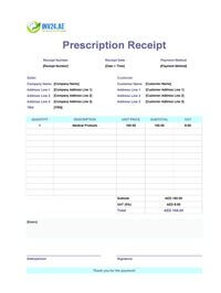 prescription receipt template uae