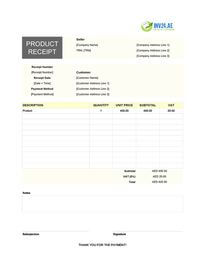 product receipt template uae