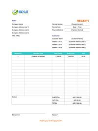 receipt template uae