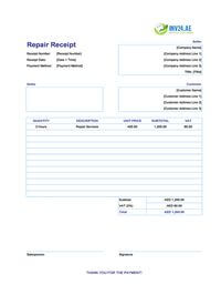 repair receipt template uae
