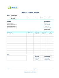 security deposit receipt template uae