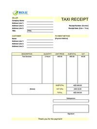 taxi receipt template uae