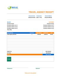 travel agency receipt template uae