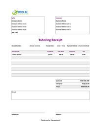tutoring receipt template uae
