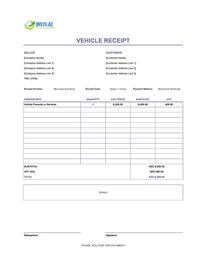 vehicle receipt template uae